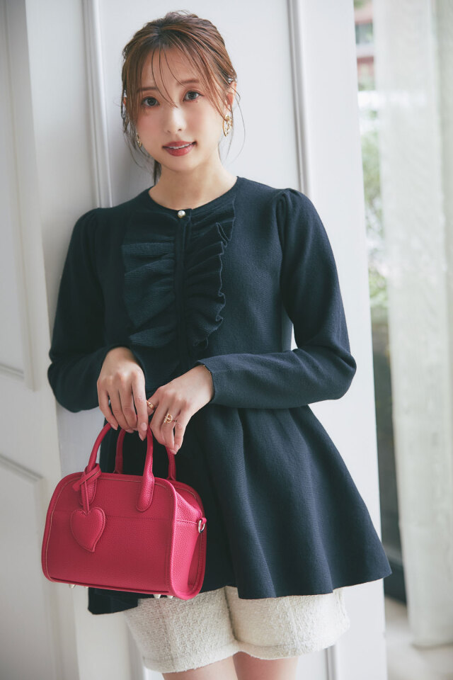 美品♡anuans ペプラムバイカラーカーディガン ペプラムニットカーディガン（カーディガン/ボレロ）｜anuans