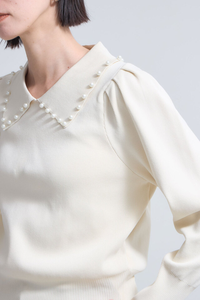 衿パールニットポロプルオーバー
