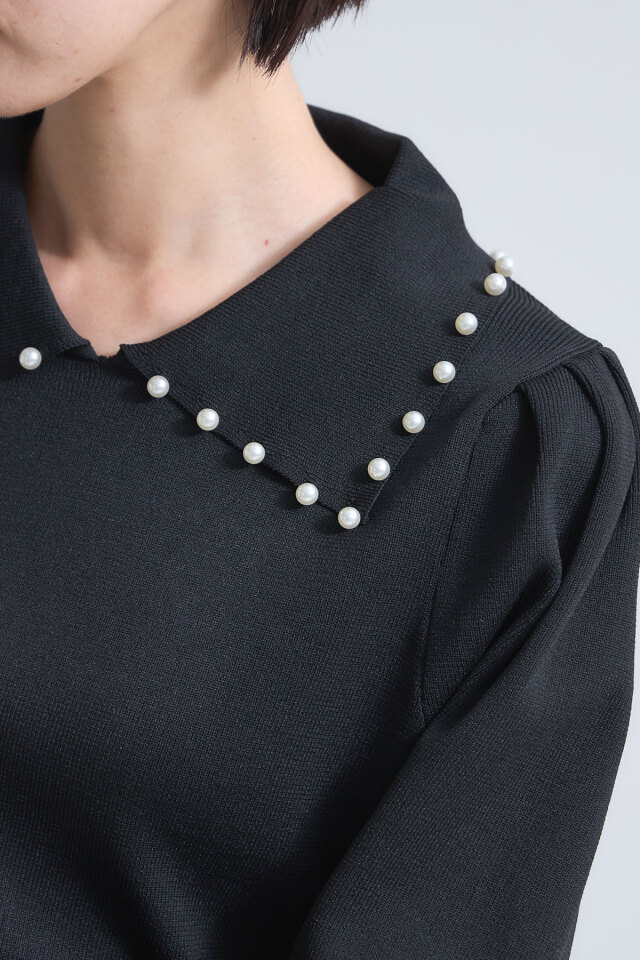 衿パールニットポロプルオーバー