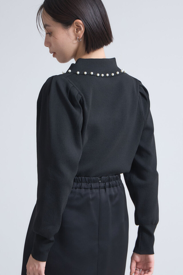 衿パールニットポロプルオーバー