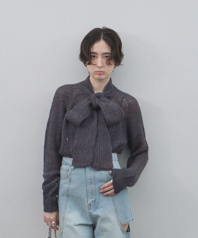 オフィシャルサイト限定】モヘアタッチボウタイニット