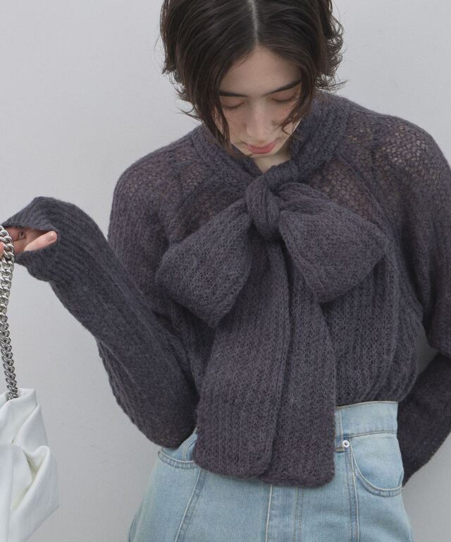 オフィシャルサイト限定】モヘアタッチボウタイニット