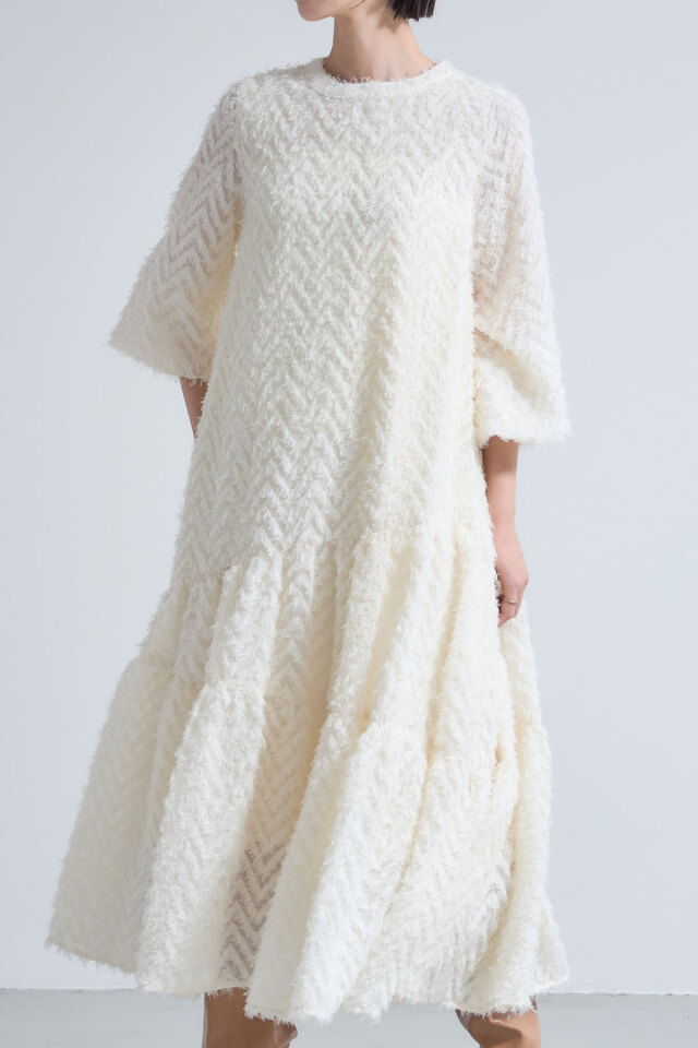 フリンジジャガードティアードワンピース　1 サイズ FRAY I.D（フレイアイディー）の「【00サイズ】フリンジジャガード