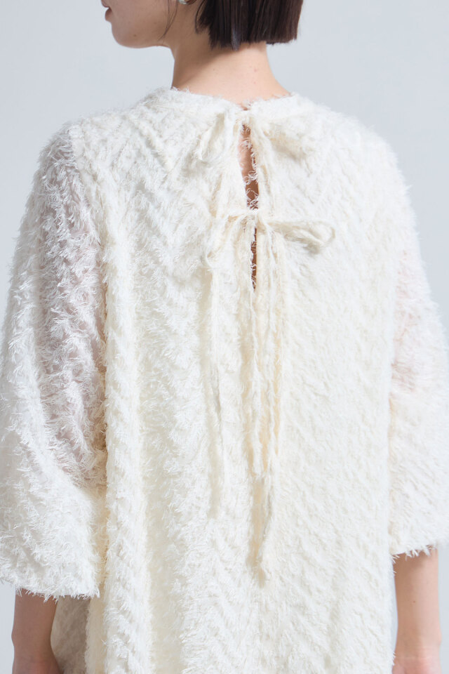 フリンジシアージャガードティアードワンピース