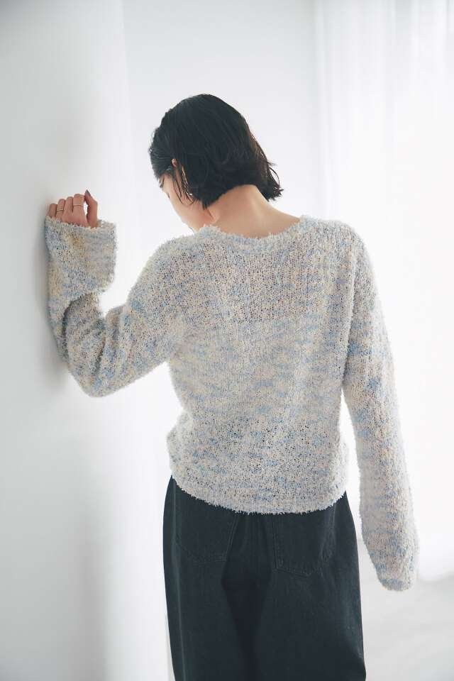 メル61666 ペーパーヤーンニットプルオーバー