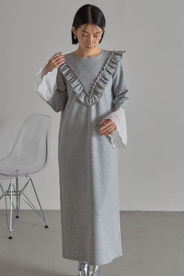 M'S GRACY ボンディングカットレースワンピース グレー 40 M'S GRACY ボンディングカットレースワンピース グレー 40 オ