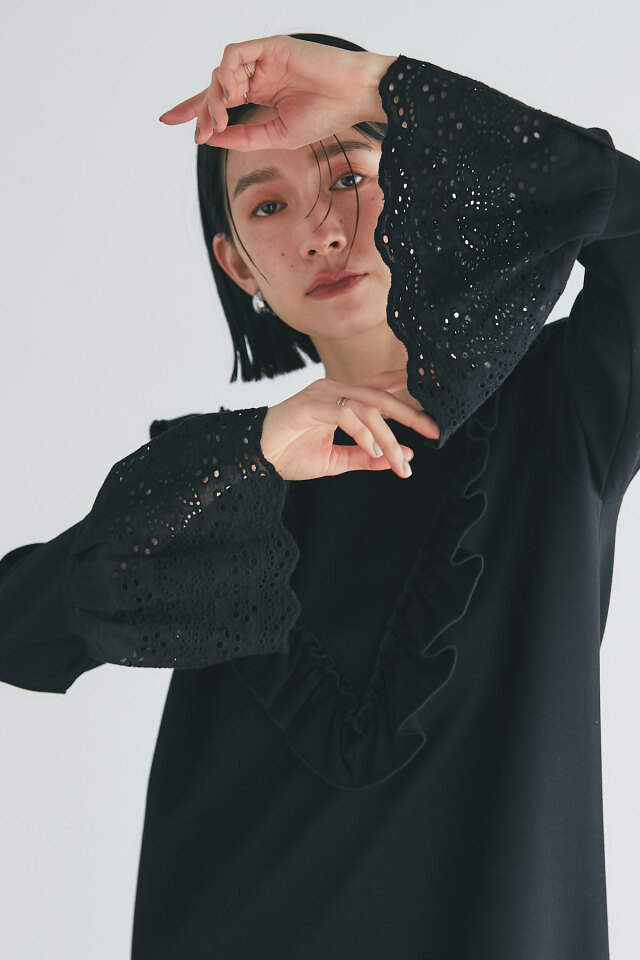 mira- ̗̀　ダブルレースアップリボンワンピース ブラック　 ̖́- ダブルレースアップリボンワンピース mira- ̗̀ ダブルレースアップ