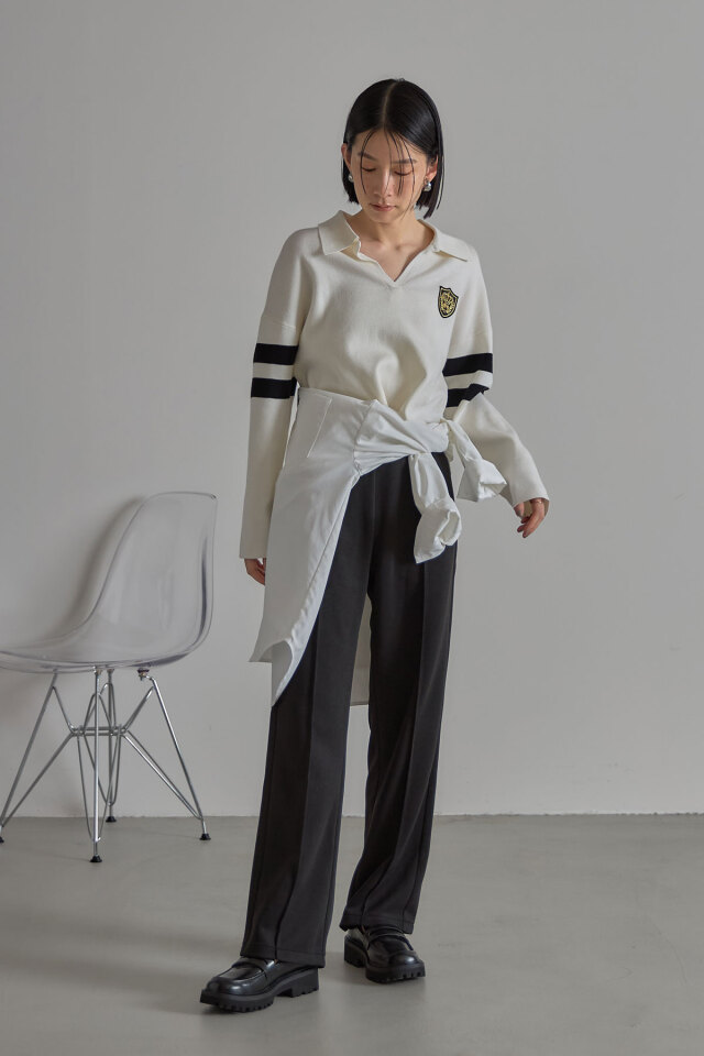 サイドラインストレートカットパンツ