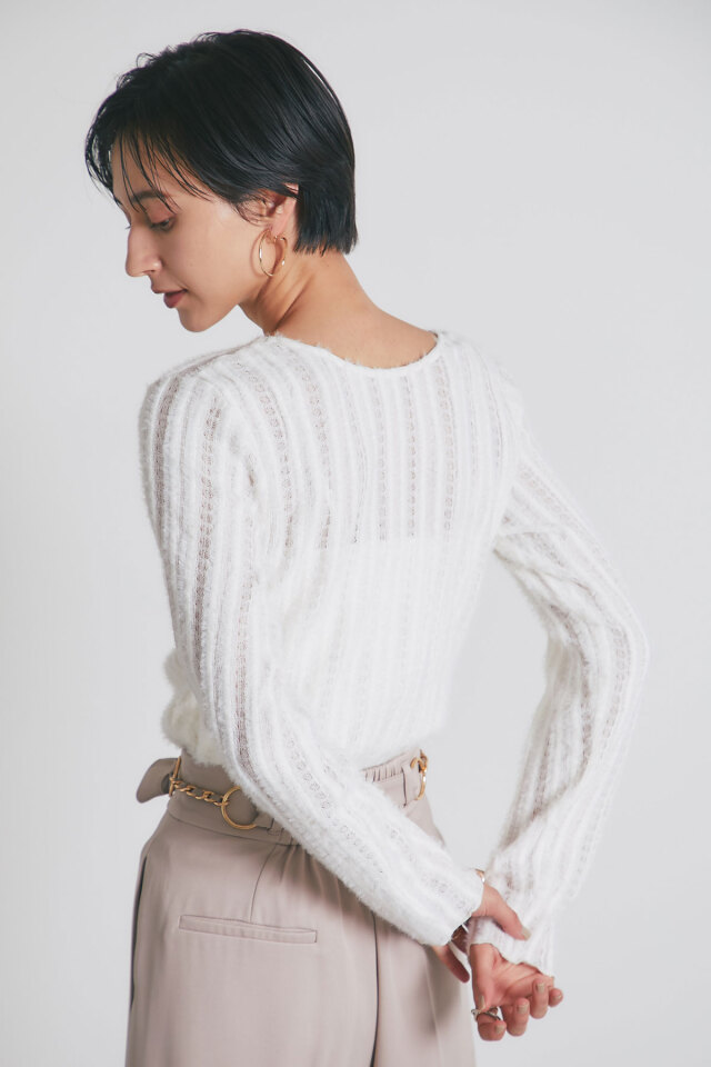 シャギーレース前開きブラウス