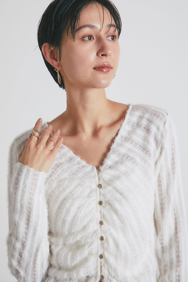 シャギーレース前開きブラウス