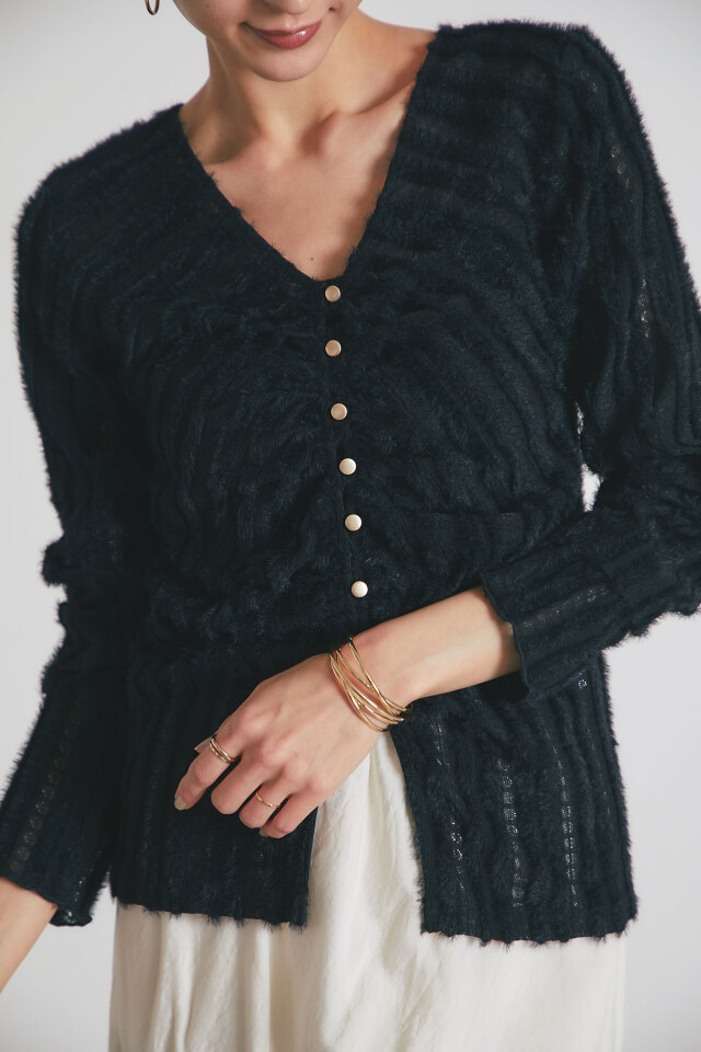 シャギーレース前開きブラウス