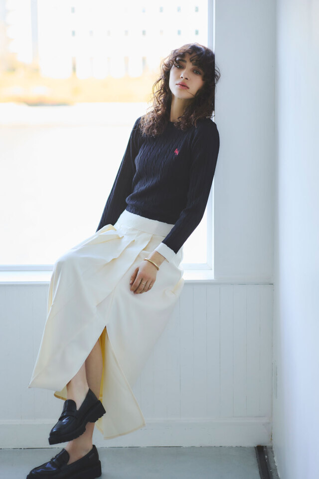 ワイドプリーツスカート