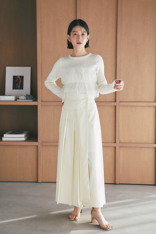 チュールリブニットプルオーバー