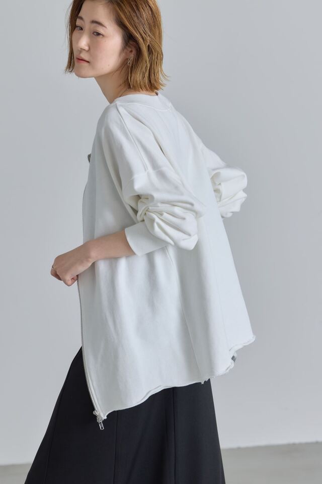 オフショルジッププルオーバー