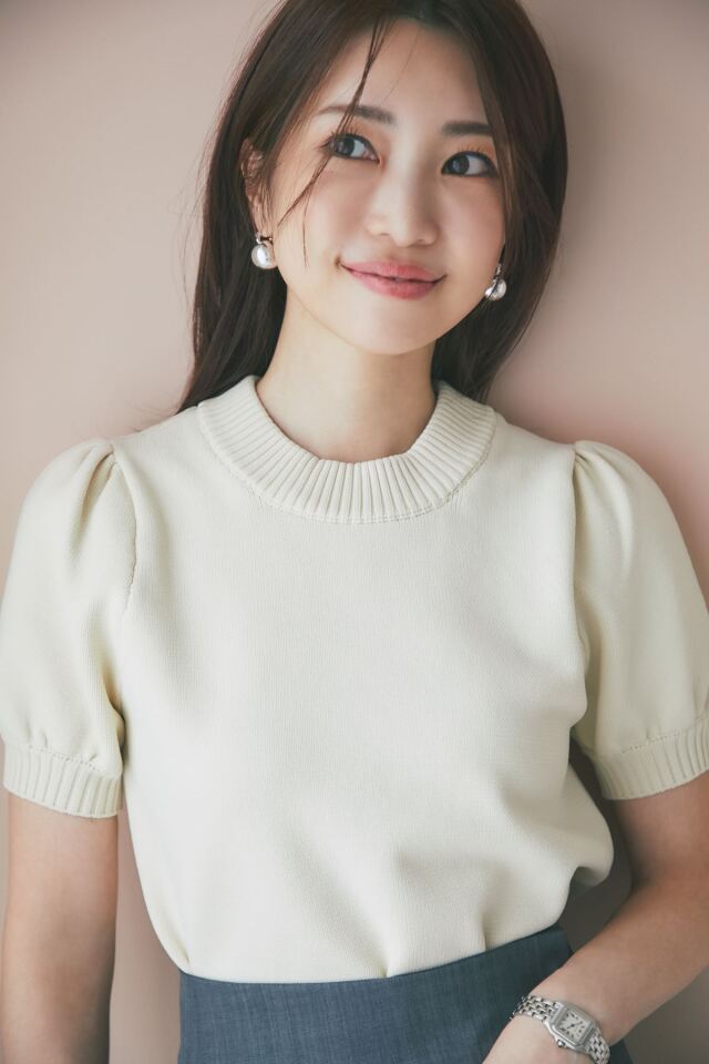 マシェリコラボ】半袖パフスリーブニット