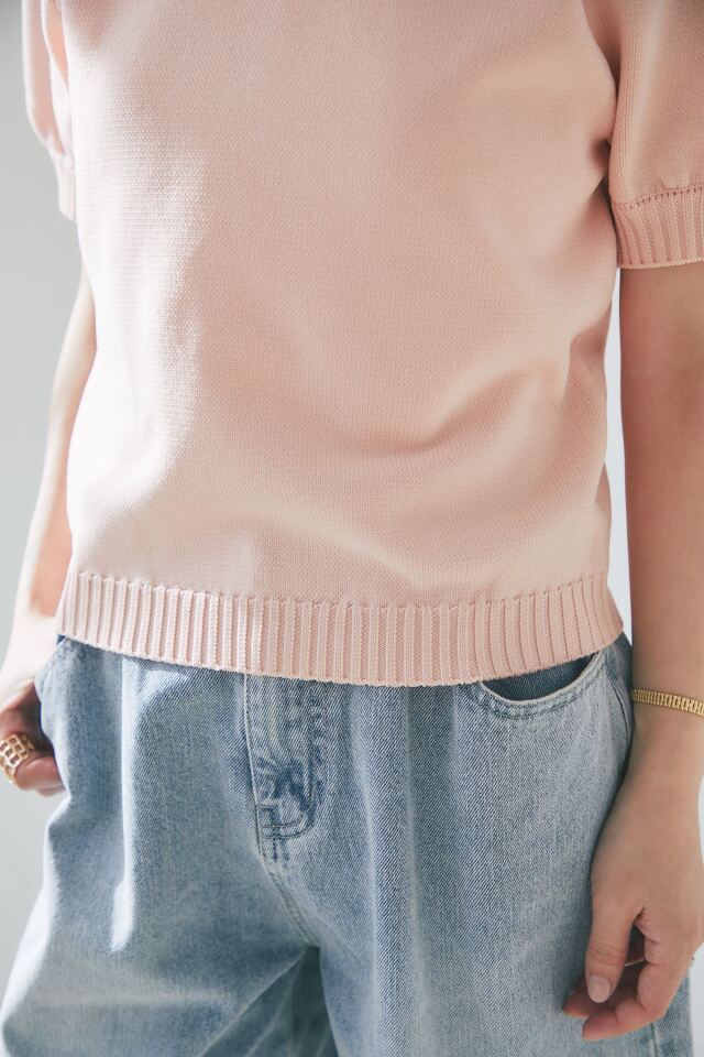 マシェリコラボ】半袖パフスリーブニット