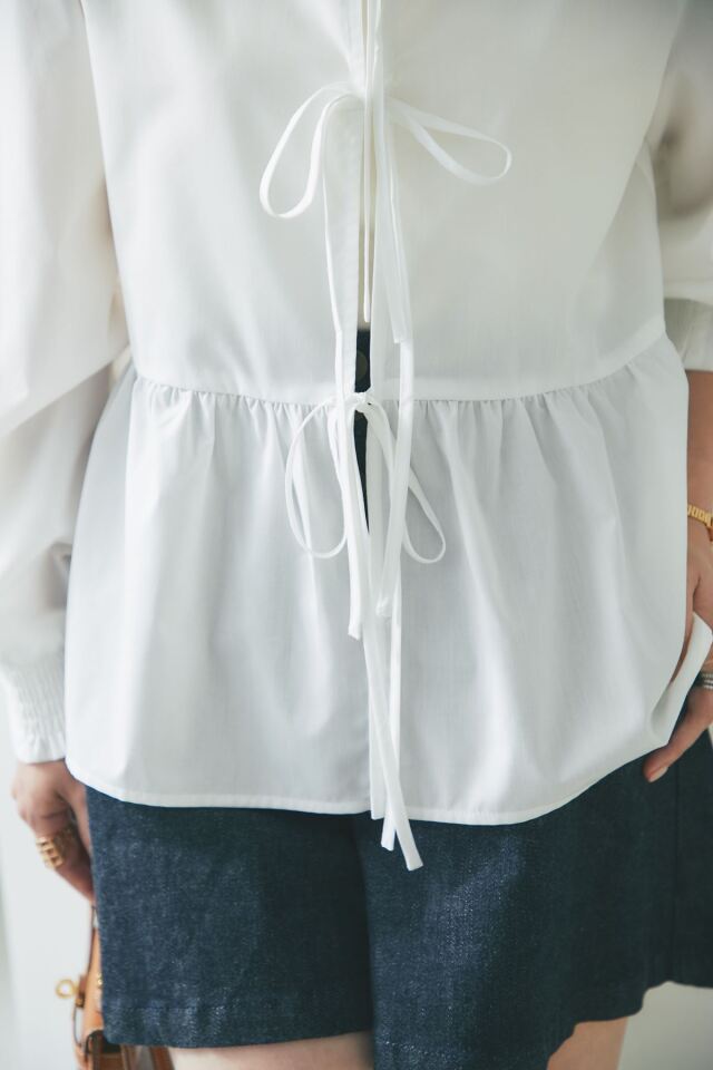 マシェリコラボ】前後2WAYリボンペプラムブラウス