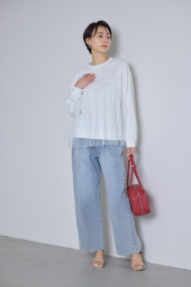 ★入念洗浄～メンテナンス済み！★HEAD★155cmサイズ★綺麗＆程度・良好！ チュールフリルドッキングスウェット