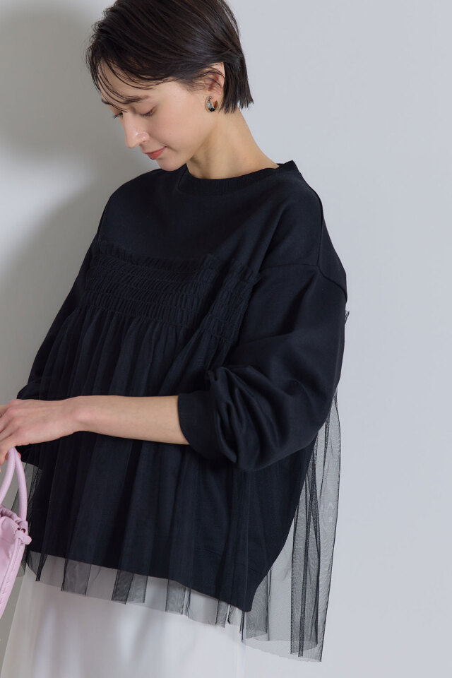 チュールフリルドッキングスウェット