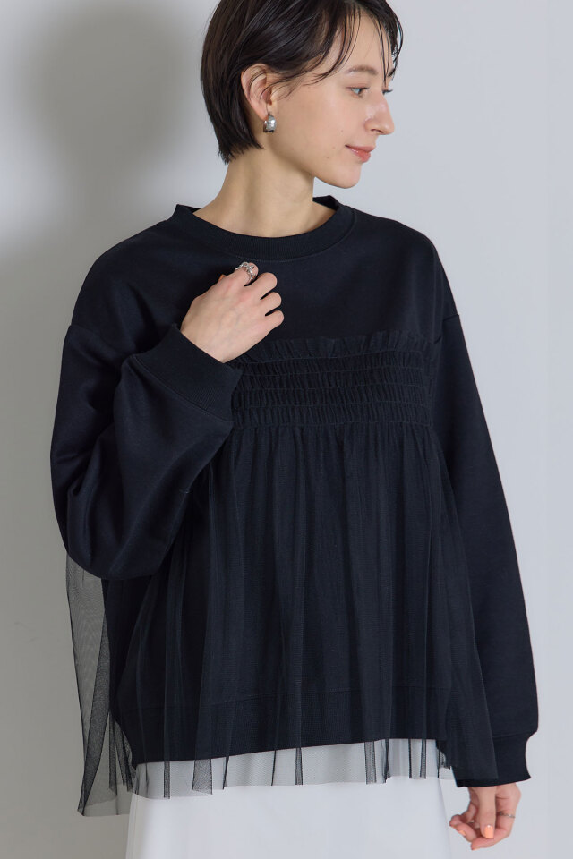 ★入念洗浄～メンテナンス済み！★HEAD★155cmサイズ★綺麗＆程度・良好！ チュールフリルドッキングスウェット