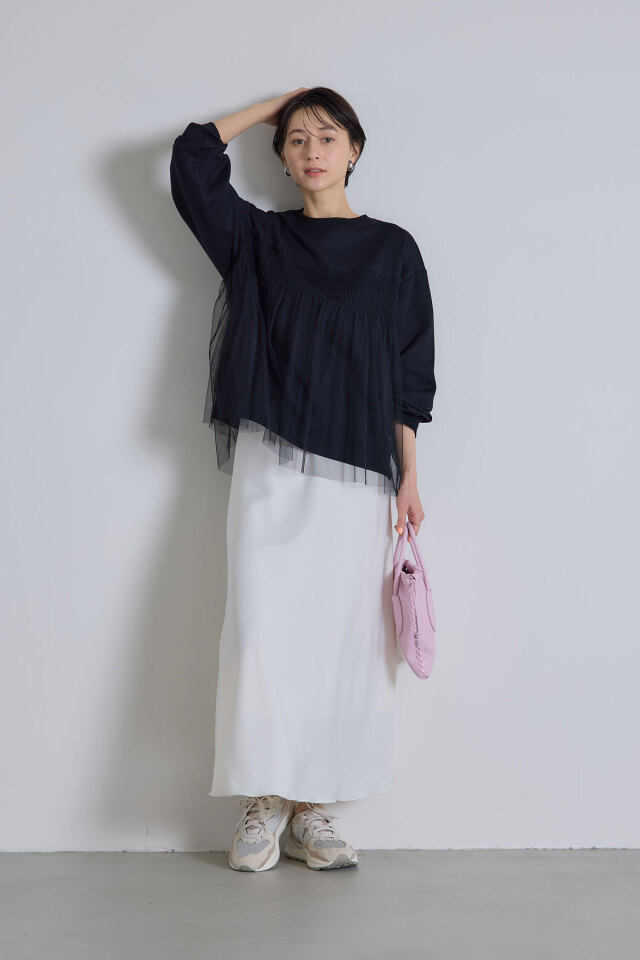 lawgy チュールドッキングフリルスウェット lawgy tシャツ tulle docking frill sweat / チュールドッキング