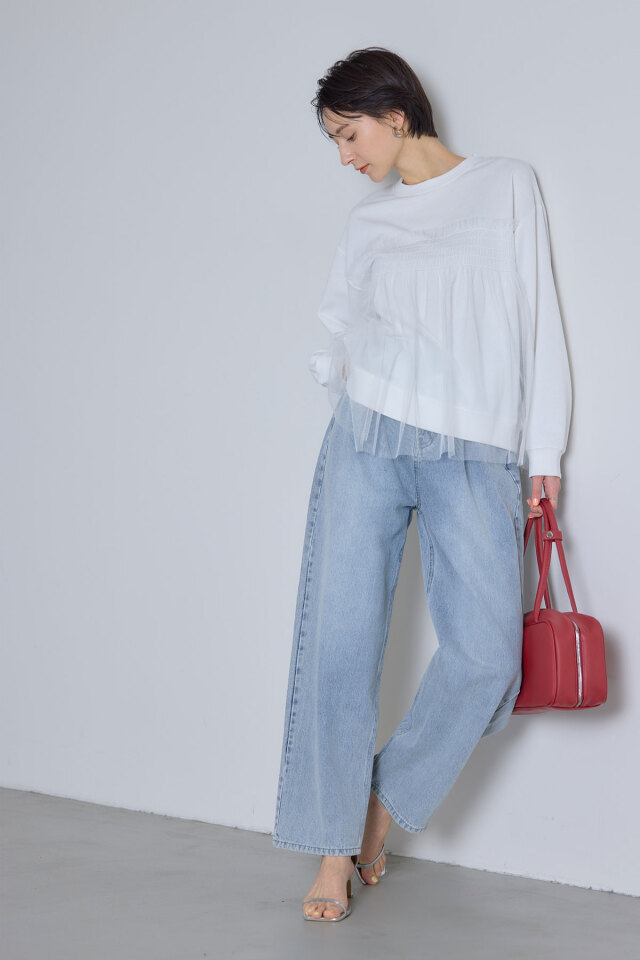 チュールフリルドッキングスウェット