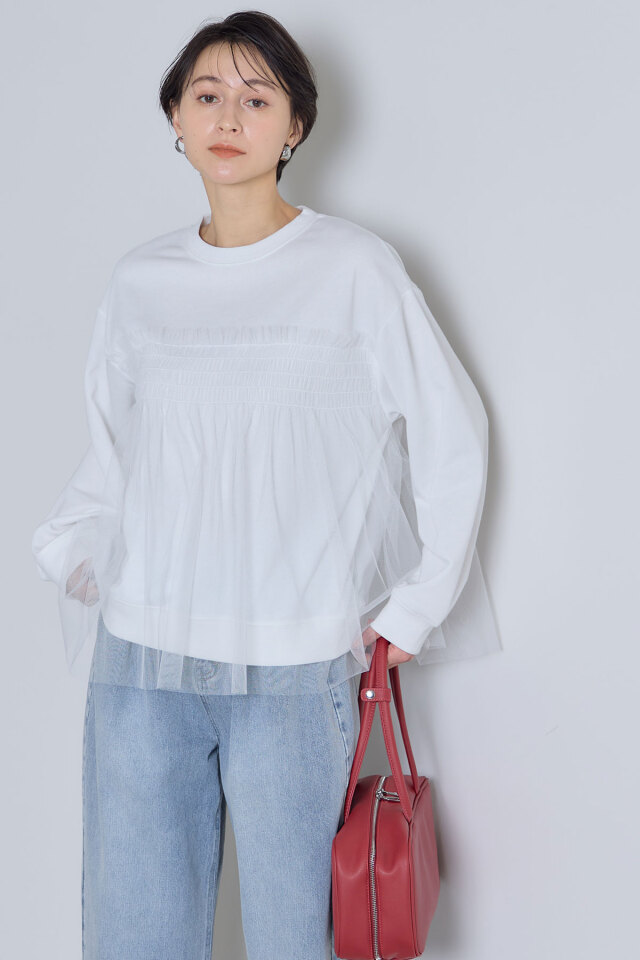 チュールフリルドッキングスウェット