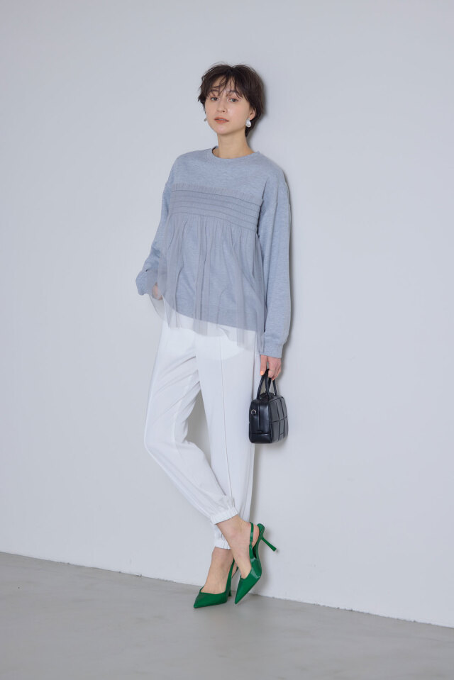 チュールフリルドッキングスウェット