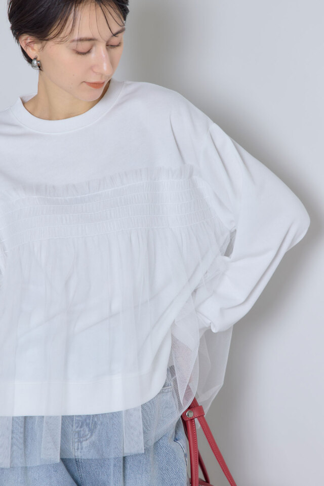 ★入念洗浄～メンテナンス済み！★HEAD★155cmサイズ★綺麗＆程度・良好！ チュールフリルドッキングスウェット