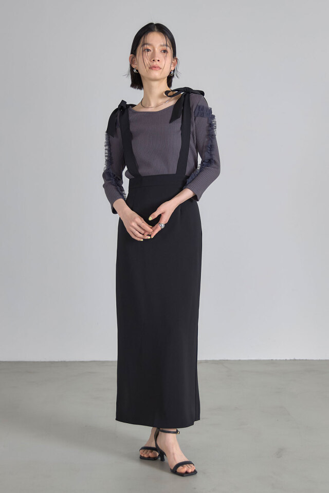 チュールフリルリブプルオーバー