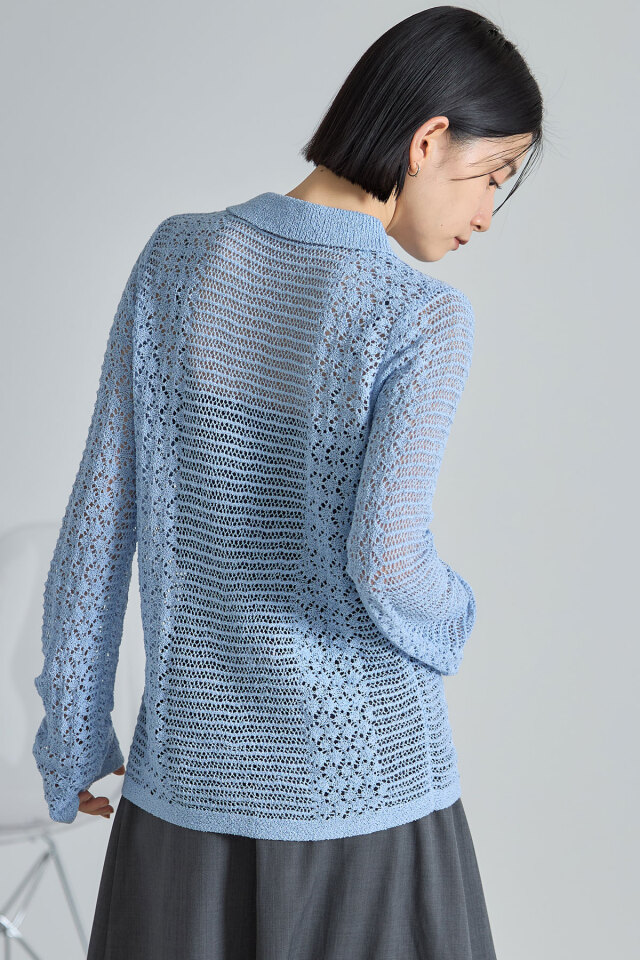 透かし編み　カーディガン ap retro カーディガン シアーZIPニットカーディガン/ 透かし