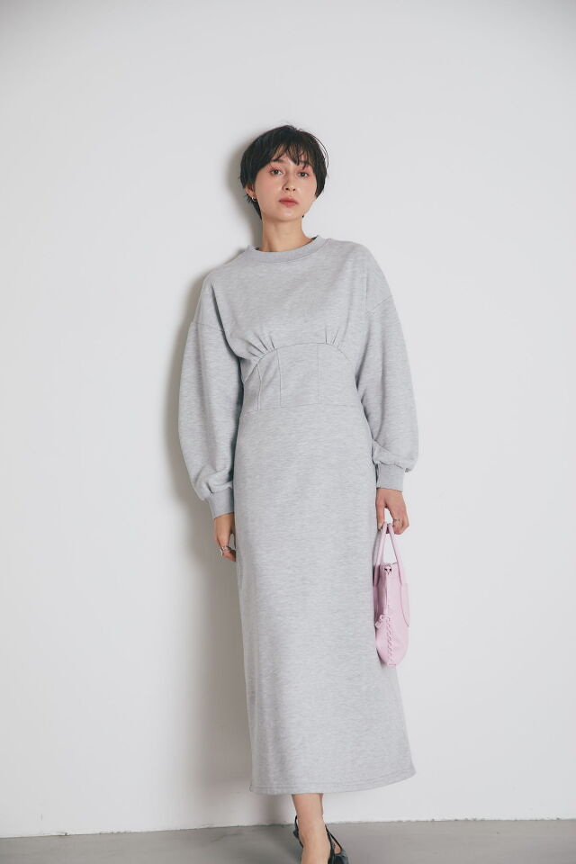 ウエスト切替スウェットワンピース ウエスト切替スウェットワンピース