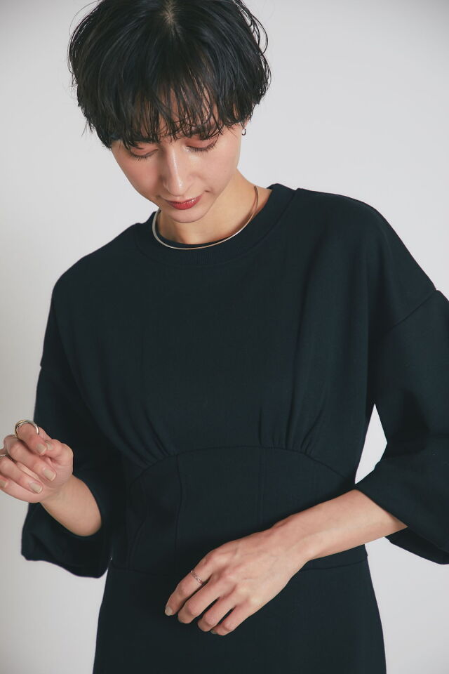 ウエスト切替スウェットワンピース