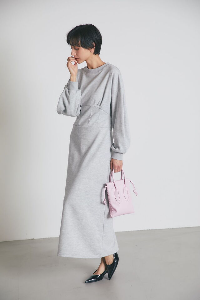ウエスト切替スウェットワンピース