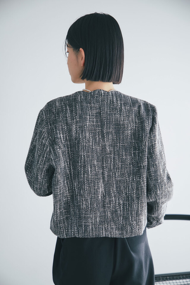 ハートボタンスカラップツイードジャケット