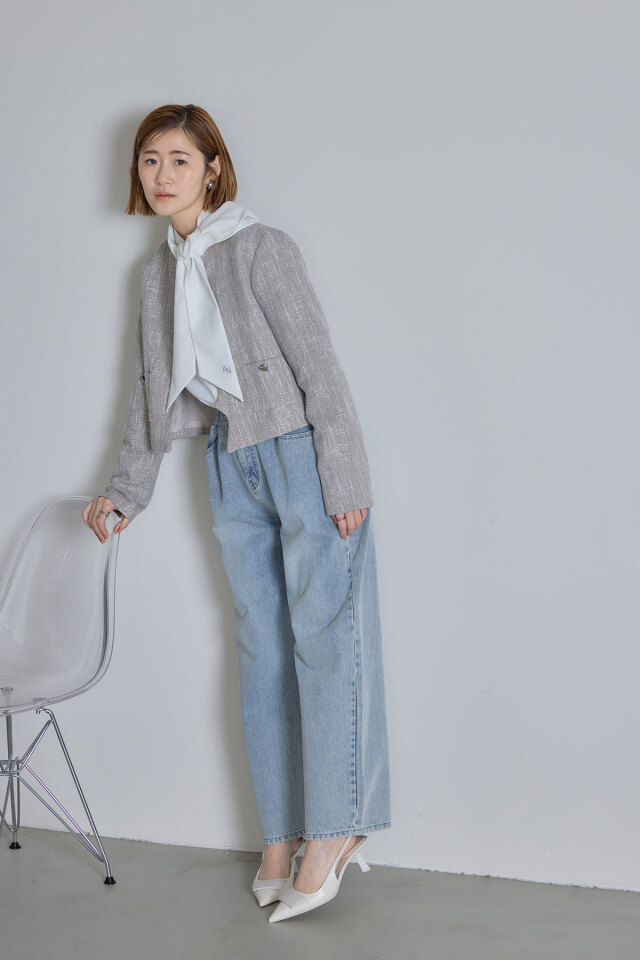 ハートボタンスカラップツイードジャケット