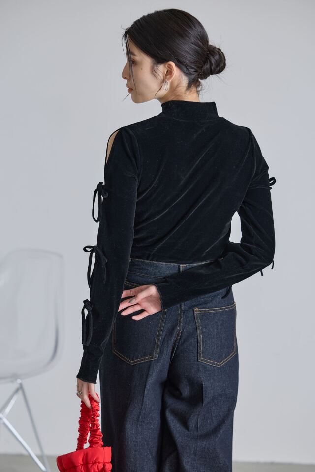 美香さんコラボ】リボンスリーブシアーベロアタートル