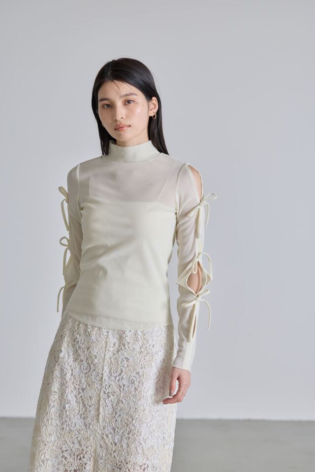 リボン様 美香さんコラボ】リボンスリーブシアーベロアタートル