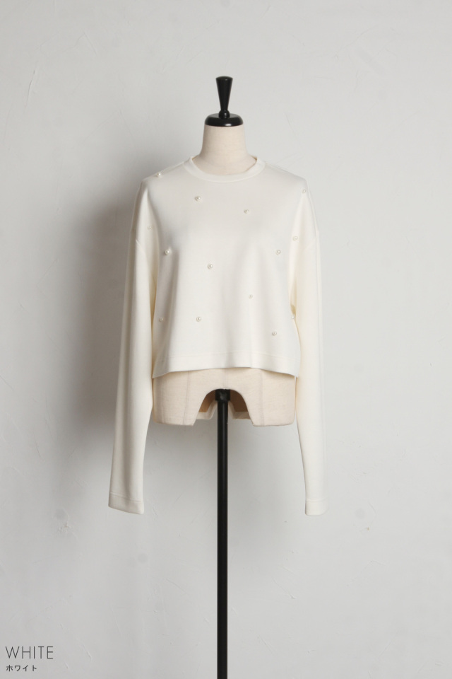 新品　Arpege story　パール付クロップドTシャツ　Ｍ　¥12,650→ 新品タグ付 Arpege story 【限定】パール付クロップドTシャツ
