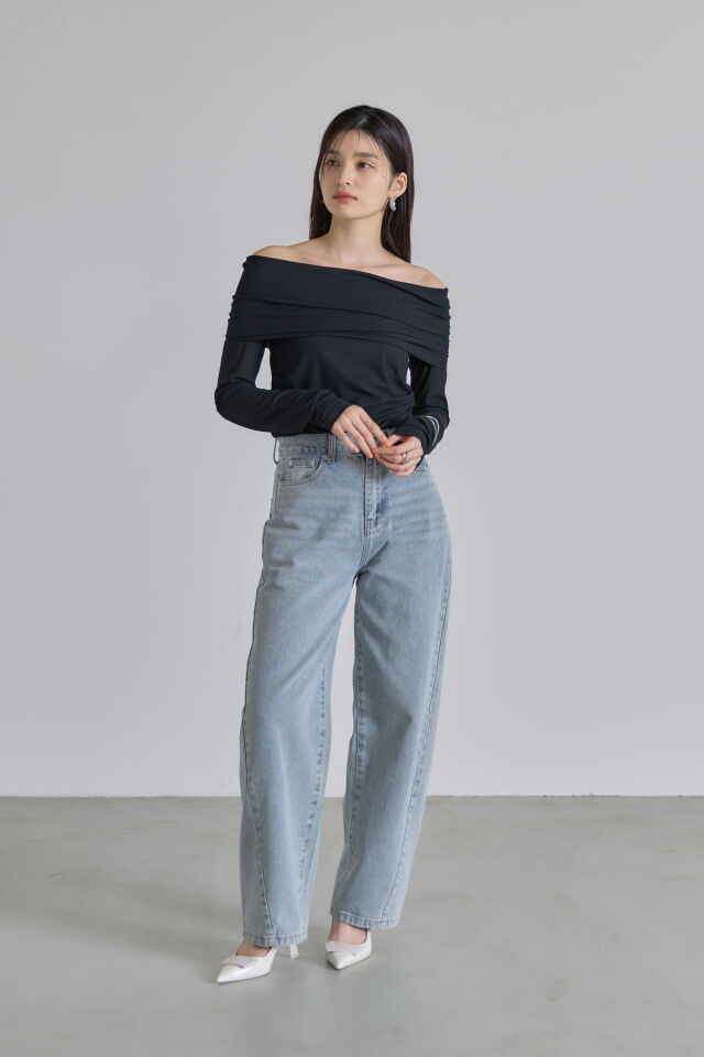 チュールオフショルプルオーバー チュールオフショルプルオーバー