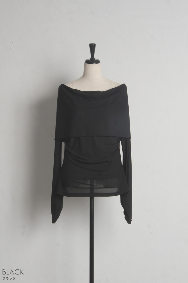 チュールオフショルプルオーバー