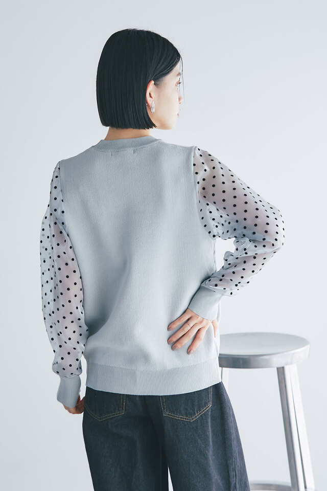 M'S GRACY✨フラワーモチーフ シアースリーブ ニット 38　ホワイト M'S GRACY✨フラワーモチーフ シアースリーブ ニット 38 ホワイト M'S