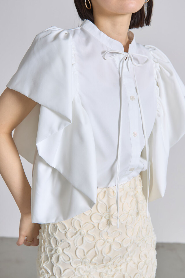 ボリュームスリーブリボンブラウス