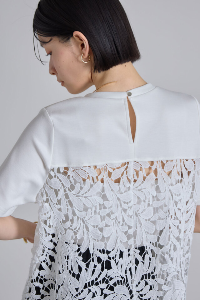 バックレースハーフスリーブTシャツ