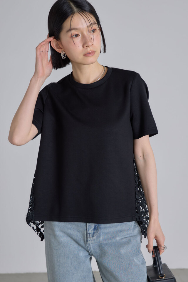 バックレースハーフスリーブTシャツ