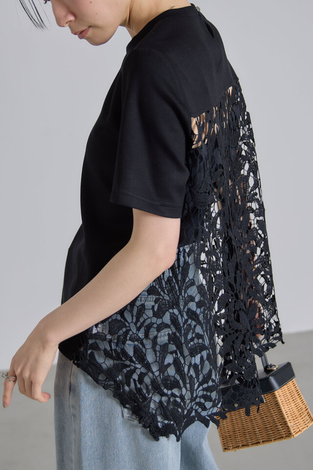 バックレースハーフスリーブTシャツ