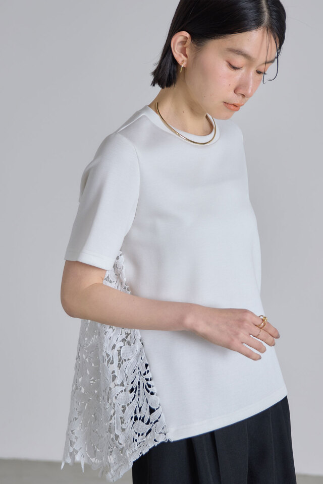 バックレースハーフスリーブTシャツ