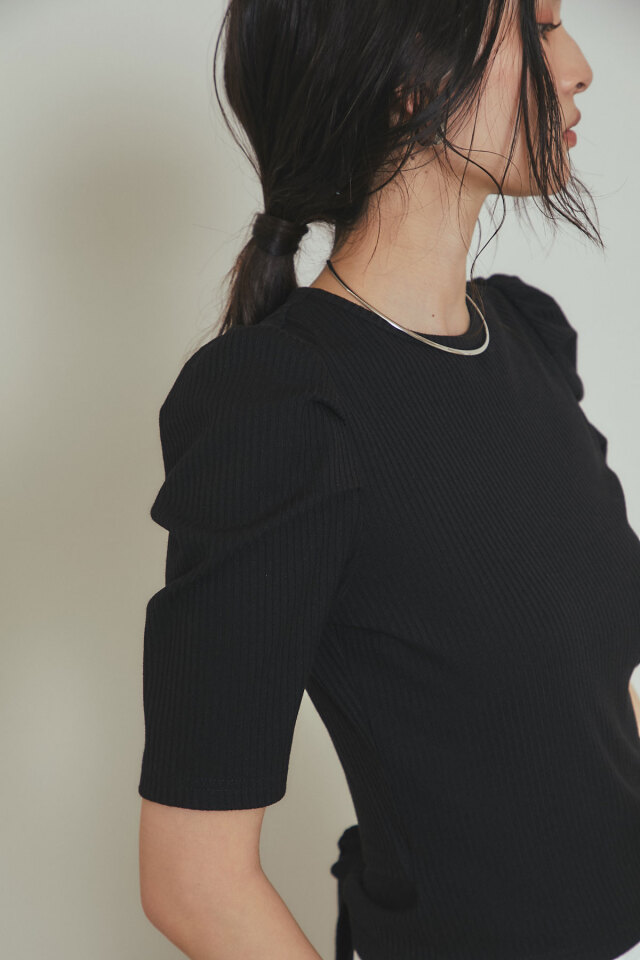 バックリボンリブプルオーバー