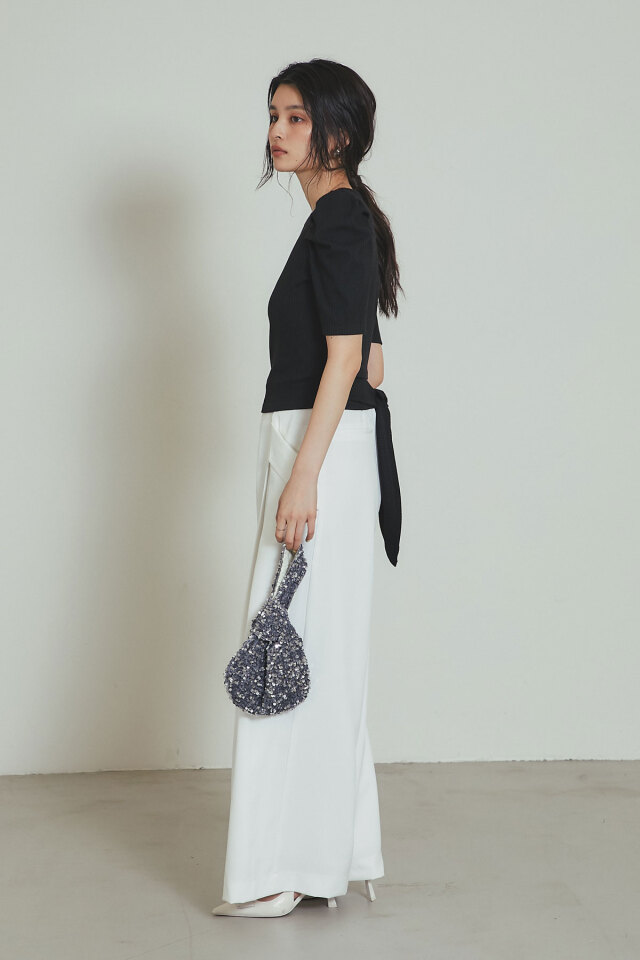 バックリボンリブプルオーバー