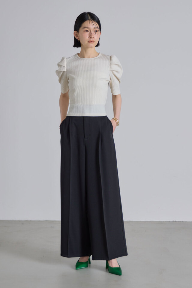 バックリボンリブプルオーバー